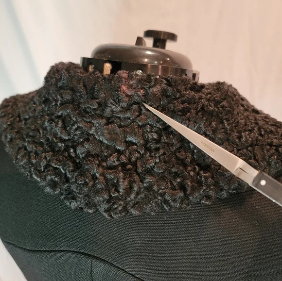 Vintage Union Made Penny Lane Princess Coat black wool and Astrakhan Collar - Picture 5 of 13